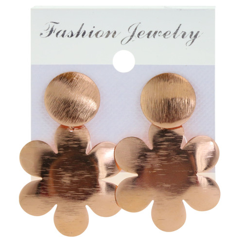 Polished Metal Flower Dangle Earrings Assorted - E31411