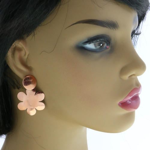 Polished Metal Flower Dangle Earrings Assorted - E31411