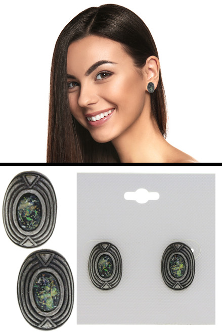 Multicolor Acrylic Setting Post Earrings Silver-Tone - GL35424A Multicolor Acrylic Setting Post Earrings Silver-Tone - GL35424A