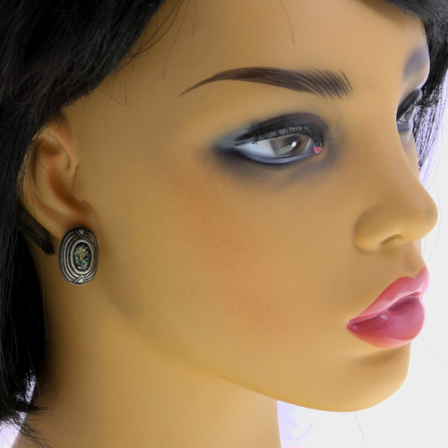 Multicolor Acrylic Setting Post Earrings Silver-Tone - GL35424A