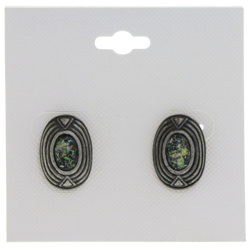 Multicolor Acrylic Setting Post Earrings Silver-Tone - GL35424A