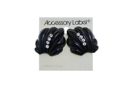 Half-Shell Shaped Crystal Accent Clip-On Earrings Assorted - C427