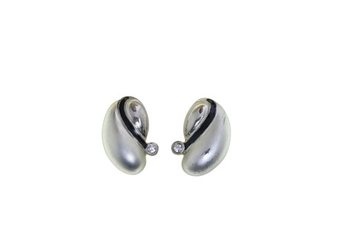 Dual-Tone Satin Finish Clip-On Earrings Silver-Tone - C716A