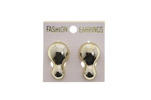 Mirror Finish Rounded Metal Clip-On Earrings Gold-Tone - C1682