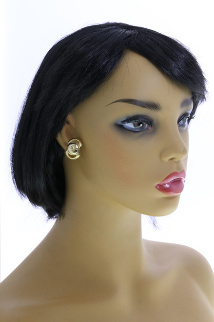 Art-Deco Clip-On Earrings Gold-Tone - C1864