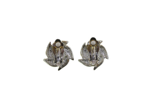 Imitation Pearl Leaf Wrap Clip-On Earrings Silver-Tone - C2137A