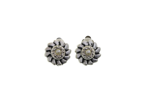 Overlapping Edge Clip-On Earrings Silver-Tone - C2144A