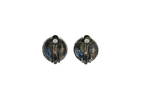 Etched Dome Clip-On Earrings Silver-Tone - C2145A