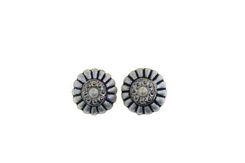 Etched Dome Clip-On Earrings Silver-Tone - C2148