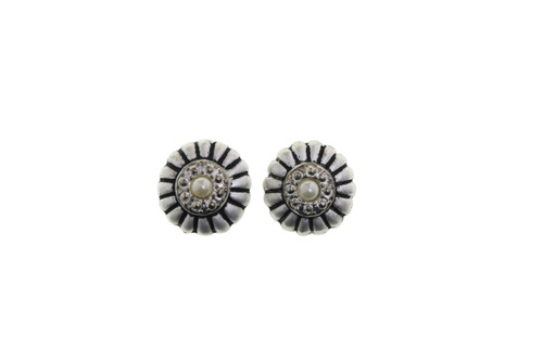 Etched Dome Clip-On Earrings Silver-Tone - C2148