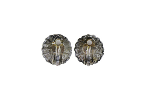 Etched Dome Clip-On Earrings Silver-Tone - C2148