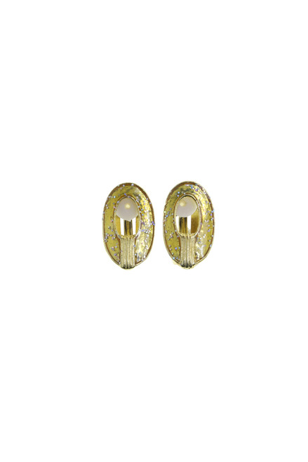 Cutaway Oval Glitter Clip-On Earrings Assorted - C2836B