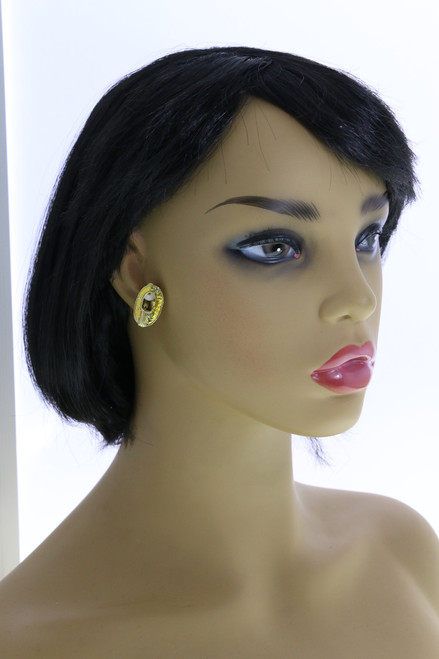 Cutaway Oval Glitter Clip-On Earrings Assorted - C2836B