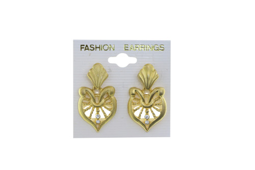 Crystal Accent Harp Dangle Earrings Gold-Tone - E5