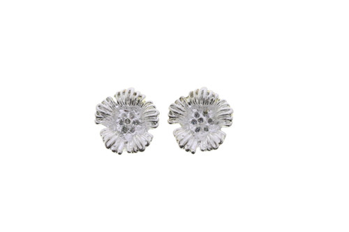 Crystal Accent Flower Clip-On Earrings Silver-Tone - C1401A