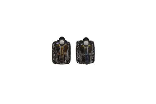 Rectangular Glittery Enamel Clip-On Earrings Gray - C2837