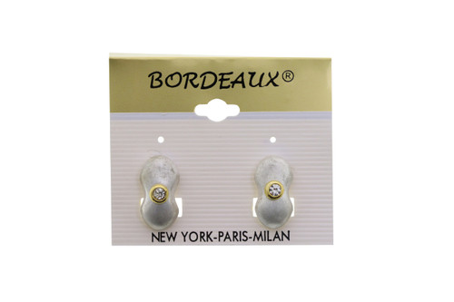 Satin Finish Crystal Accent Clip-On Earrings Silver-Tone - C3501A