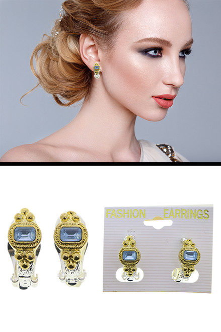 Dual-Tone Half-Hoop Clip-On Earrings Silver-Tone - C25897C Dual-Tone Half-Hoop Clip-On Earrings Silver-Tone - C25897C