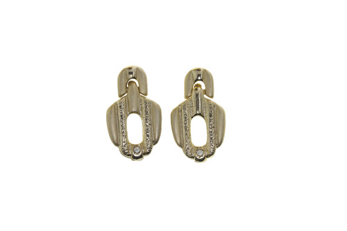 Dangling Crystal Accent Post Earrings Gold-Tone - E1850