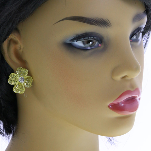 Translucent Clover Post Earrings Yellow - E2497C