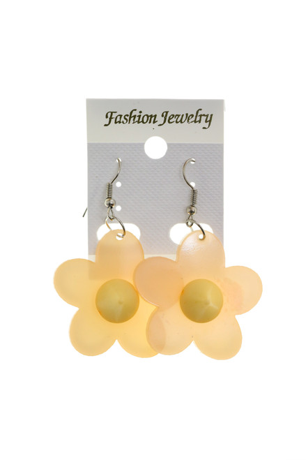 Translucent Acrylic Flower Dangle Earrings Assorted - E29380C
