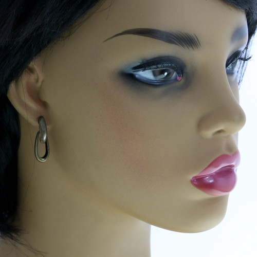 Antiqued Hanging Ring Post Earrings Silver-Tone - E35420