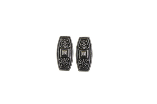 Embossed Rounded Rectangle Post Earrings Silver-Tone - E35399
