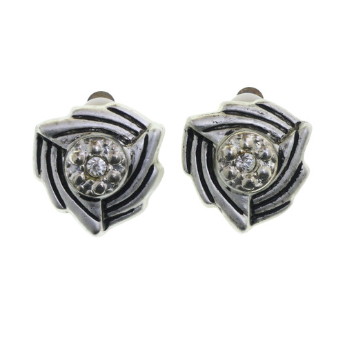 Crystal Accent Swirling Wing Clip-On Earrings Silver-Tone - C2130A