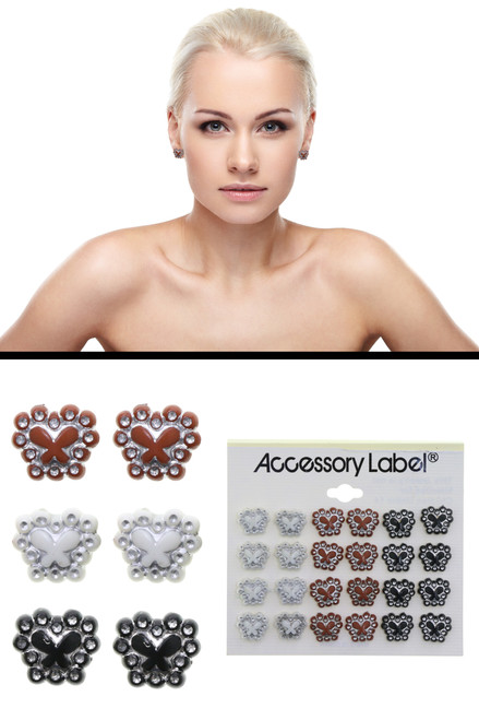 Small Crystal Accent Butterfly Post Multiple Earring Set Assorted - ME1342 Small Crystal Accent Butterfly Post Multiple Earring Set Assorted - ME1342