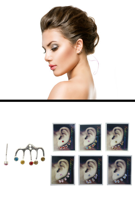 Crystal Accent Behind-The-Ear Single Post Earring Assorted - ME21000