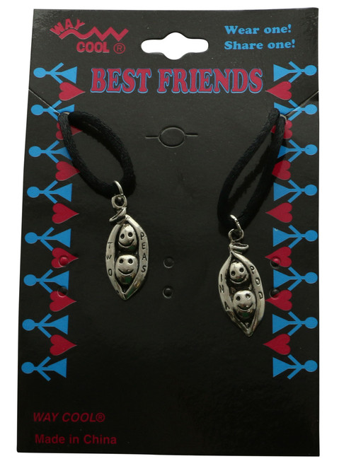 "Peas In A Pod" Matching Friendship Pendant Necklace Set Silver-Tone - BCH35