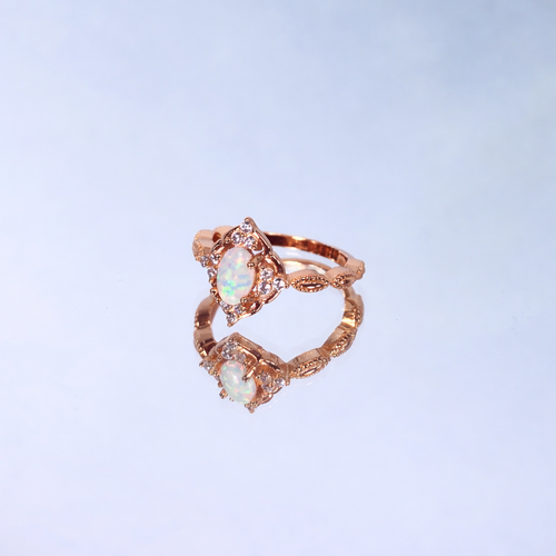 Blush & Bar Sterling Silver Ring - Blue Opal