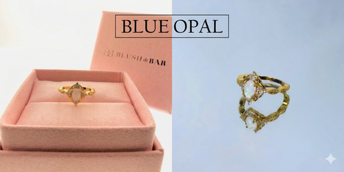 Blush & Bar Sterling Silver Ring - Blue Opal