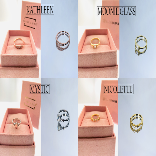 Wholesale Blush & Bar ring assortment with mixed styles in gold, rose gold, and sterling silver