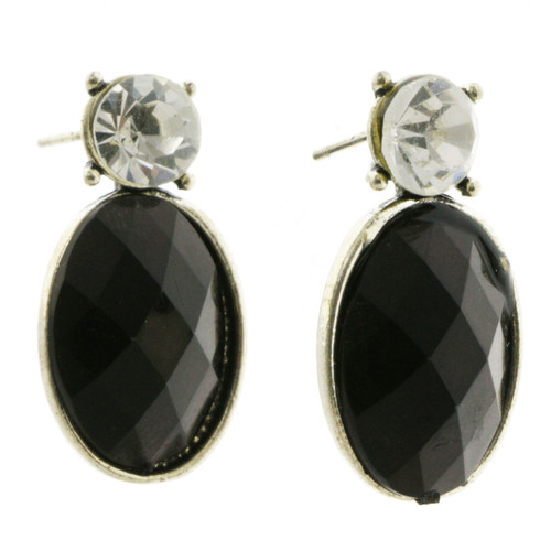 Multi-Color & Silver-Tone Metal Stud-Earrings With Faceted Accents 12 Per Package E108C