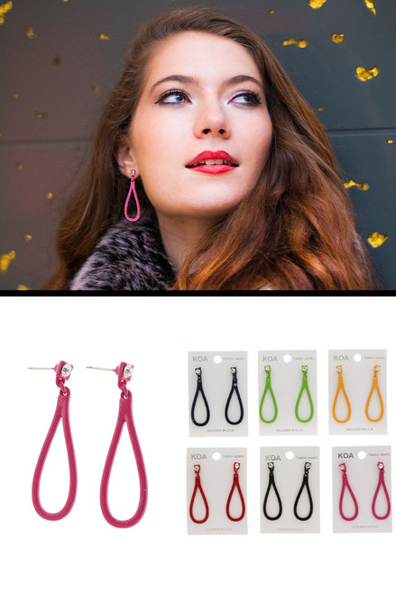 Multi-Color & Silver-Tone Metal Dangle-Earrings With Crystal Accents 12 Per Package E112CC