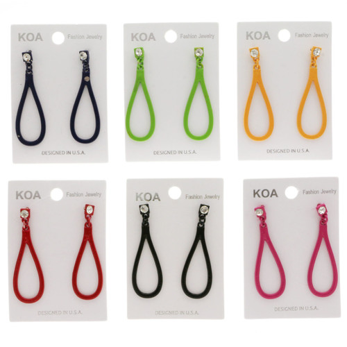 Multi-Color & Silver-Tone Metal Dangle-Earrings With Crystal Accents 12 Per Package E112CC