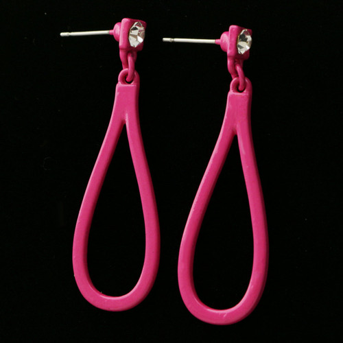 Multi-Color & Silver-Tone Metal Dangle-Earrings With Crystal Accents 12 Per Package E112CC