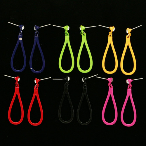 Multi-Color & Silver-Tone Metal Dangle-Earrings With Crystal Accents 12 Per Package E112CC