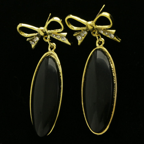 Bows Dangle-Earrings With Faceted Accents Multi-Color & Silver-Tone 12 Per Package E117B