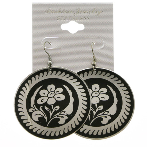 Flower Leaves Dangle-Earrings Multi-Color & Silver-Tone 12 Per Package E121A