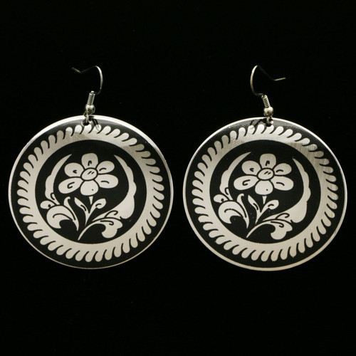 Flower Leaves Dangle-Earrings Multi-Color & Silver-Tone 12 Per Package E121A