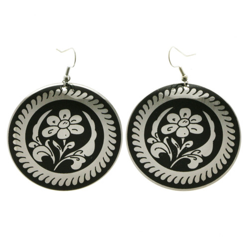 Flower Leaves Dangle-Earrings Multi-Color & Silver-Tone 12 Per Package E121A