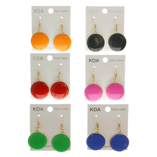 Multi-Color & Gold-Tone Metal Dangle-Earrings 12 Per Package E124C