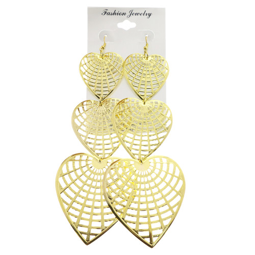 Heart Web Dangle-Earrings Gold-Tone & Silver-Tone 12 Per Package E1389B