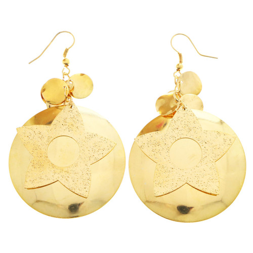 Star Dangle-Earrings Gold-Tone 12 Per Package E1439