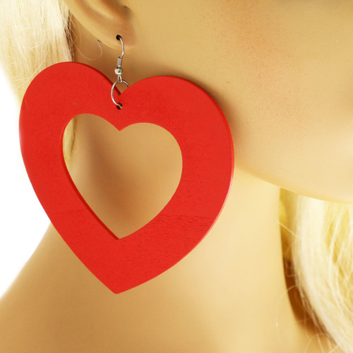 Heart Ethnic-Earrings Multi-Color & Silver-Tone 12 Per Package E1445C