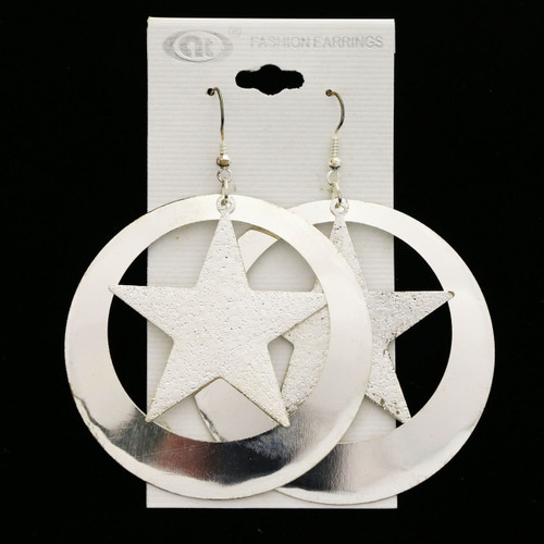 Star Dangle-Earrings Silver-Tone 12 Per Package E1446A