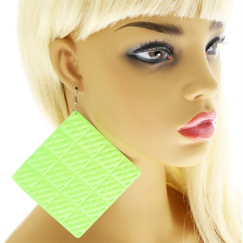 Textured Neon Ethnic-Earrings Multi-Color & Silver-Tone 12 Per Package E1494C