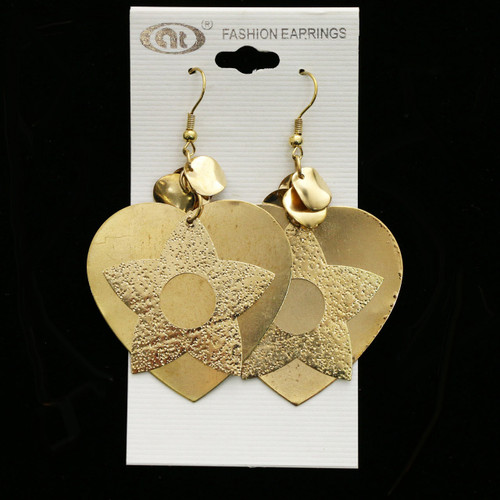 Heart Star Dangle-Earrings Gold-Tone 12 Per Package E1548